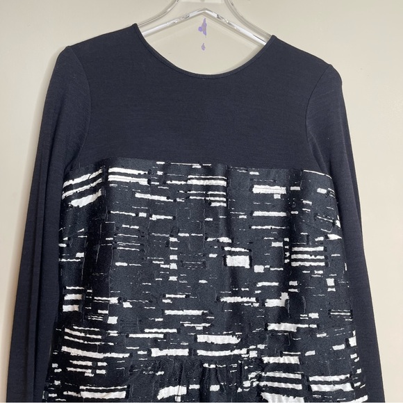 Piazza Sempione Wool Printed Long Sleeve Knee-Length Shift Dress - Picture 3 of 12